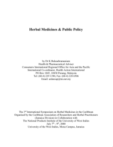 Herbal Medicines & Public Policy