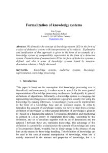 Formalization of knowledge systems