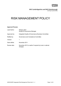 risk management policy - Cambridgeshire and Peterborough CCG