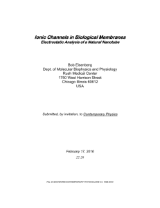 Ionic Channels in Biological Membranes