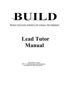 BUILD Lead Tutor Manual