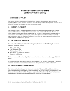 Materials Selection Policy of the Canterbury Public Library