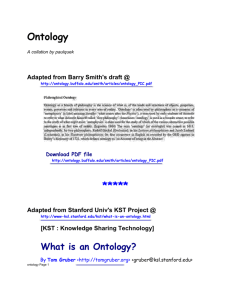 Ontology A collation by paulquek Adapted from Barry Smith`s draft