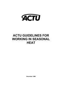 ACTU GUIDELINES FOR WORKING IN SEASONAL HEAT