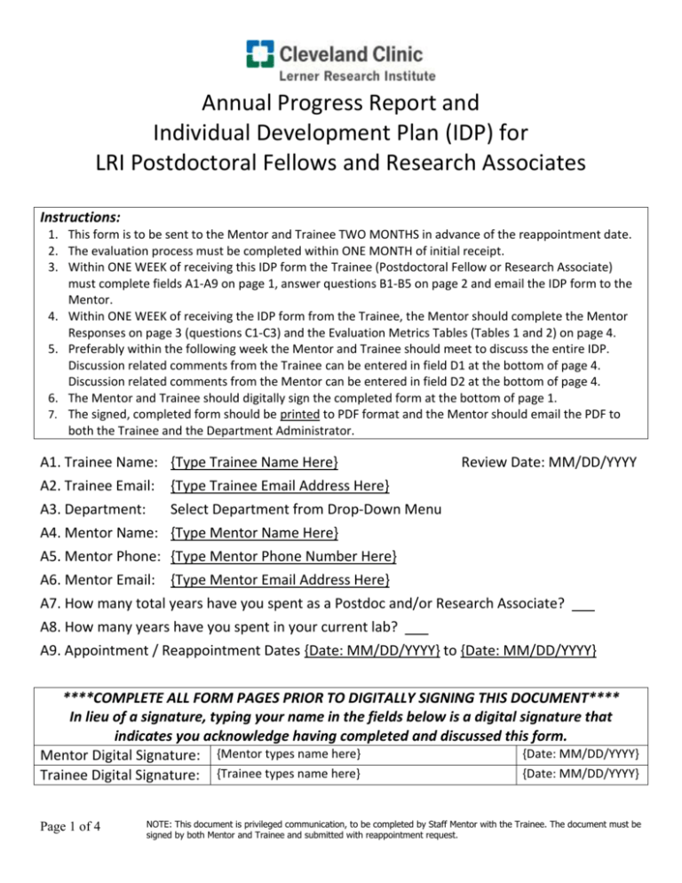 Individual Development Plan (IDP)