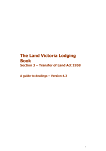 The Land Victoria Lodging Book