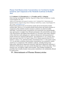 Plasma Total Homocysteine Concentrations Are Unrelated to Insulin