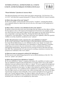 Planet Definition Questions & Answers Sheet