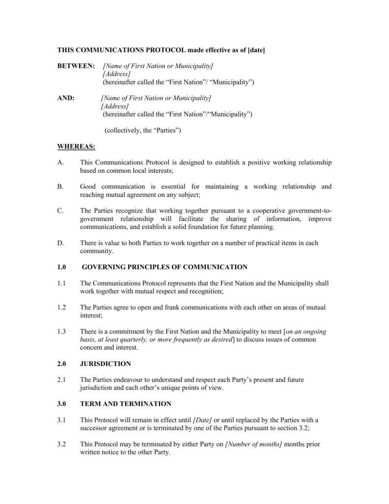 protocol agreement template