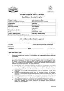 JOB AND PERSON SPECIFICATIONS Repatriation General