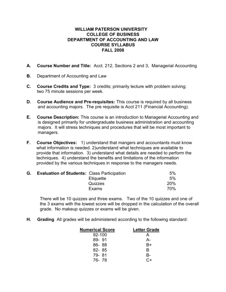 Course Syllabus William Paterson University