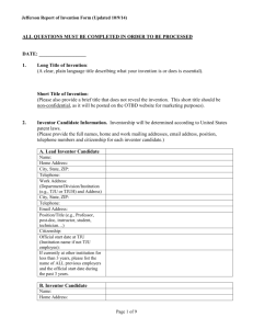 Report of Invention (ROI) form - Jefferson Innovation