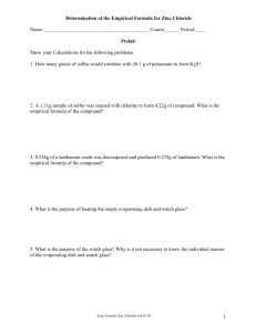 Empirical Formula Zinc Chloride Lab Document