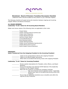 Worksheet: Board of Directors Transition/Succession Checklist