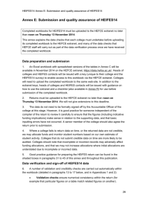 Annex E: Submission and quality assurance of HEIFES14