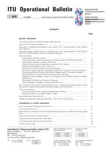 ITU Operational Bulletin No. 809