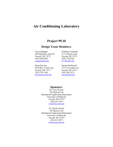 Air Conditioning Laboratory - Department of Mechanical Engineering