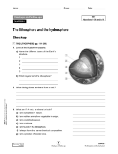 La lithosphère et l`hydrosphère