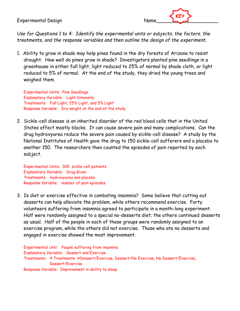 Experimental Design - Anderson School District Five With Experimental Design Worksheet Answers