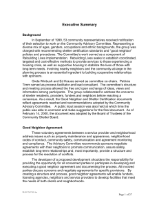 Good Neighbor Agreements and Shelter