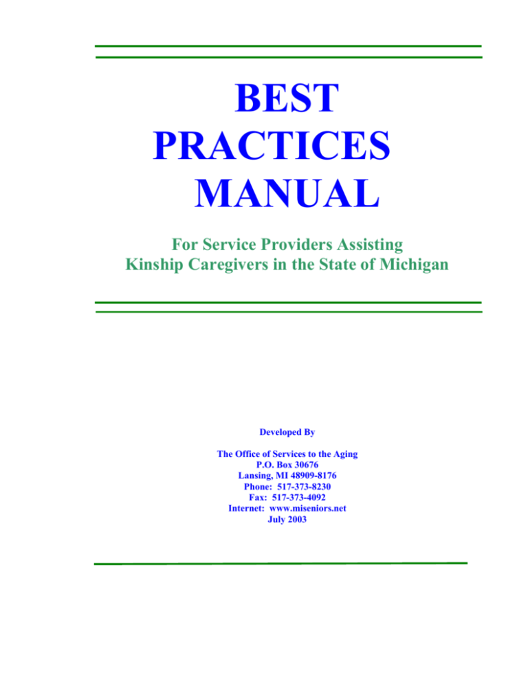 Michigan Best Practices Manual