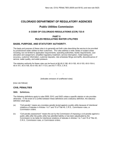COLORADO DEPARTMENT OF REGULATORY AGENCIES
