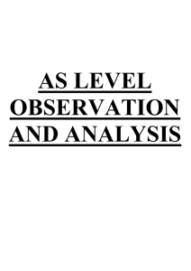 A2 LEVEL OBSERVATION AND ANALYSIS