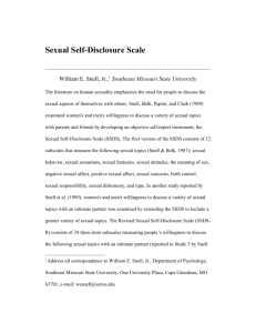 Development of the Sexual Self-Disclosure Scale (SSDS):