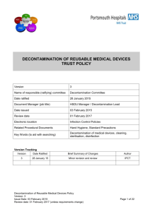 Decontamination of Reusable Medical Devices Policy