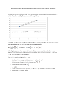 Finding the equations for exponential and log functions key