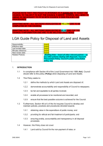 LGA Guide Policy for Disposal of Land and Assets.