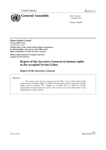 Report of the Secretary-General on human rights in the occupied