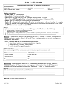 Section 10: IEP Addendum - Ionia County Intermediate School District