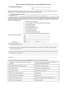 mental residual functional capacity questionnaire and listings