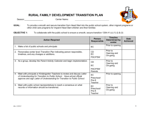 TRANSITION PLAN