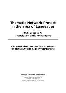 National report on the training of translators and