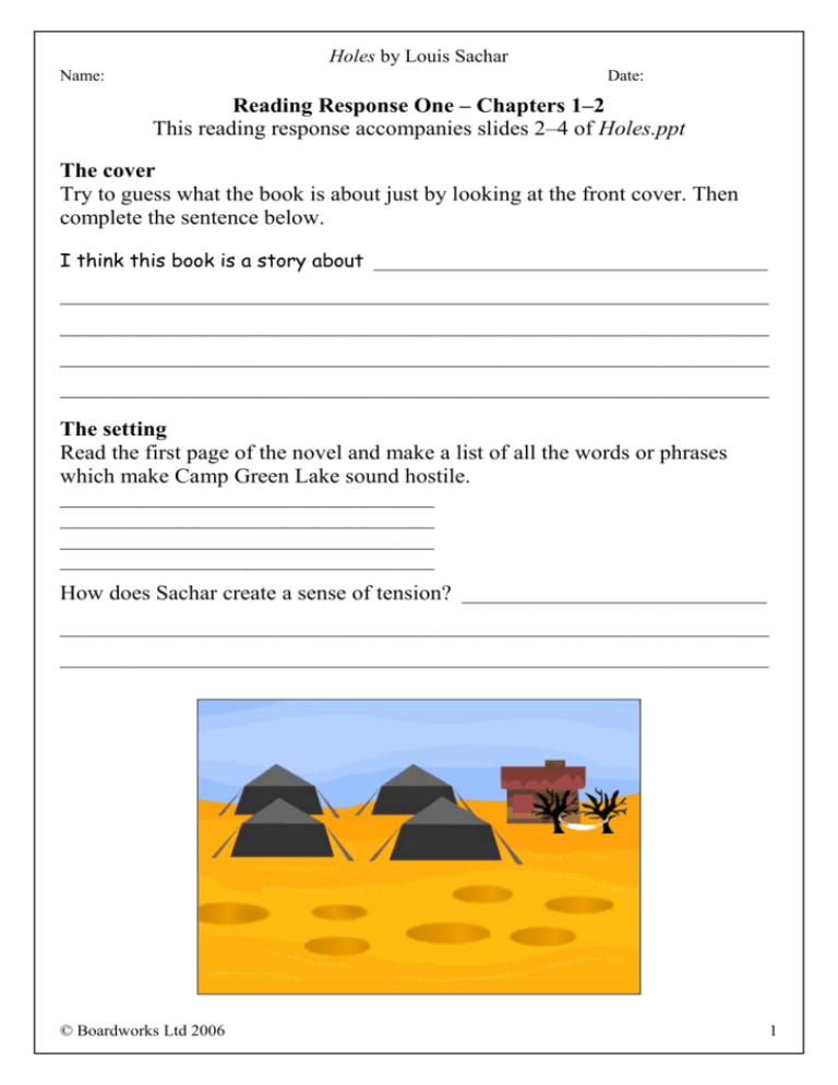 Free Printable Worksheets On The Book Holes Pdf