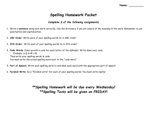 Spelling Homework Packet Grade 4