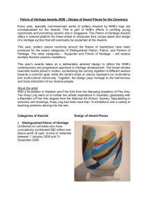 Patron of Heritage Awards - Design of Ceramic and Pottery Pieces