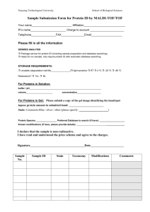 Mass Spectrometry Analysis Sample Submission Form