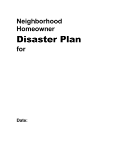 Neighborhood Homeowner Disaster Plan