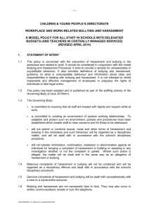 Workplace Bullying and Harassment Policy April 2014