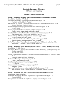 Topics in Language Disorders 1980-2008