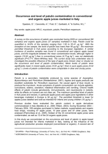 Occurrence and level of patulin contamination in conventional and