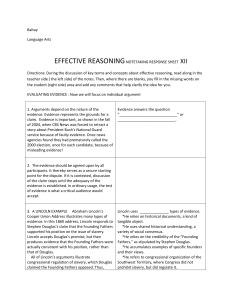 effective reasoning response sheet #12 fall 2012