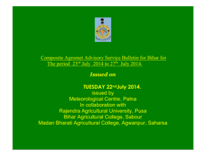 Composite Agromet Advisory Service Bulletin for Bihar for The