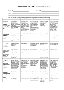 Tutorial Assignment feedback sheet