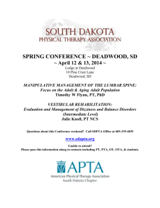 SPRING CONFERENCE ~ DEADWOOD, SD ~ April 12 & 13, 2014
