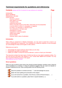 Technical requirements for quotations and referencing