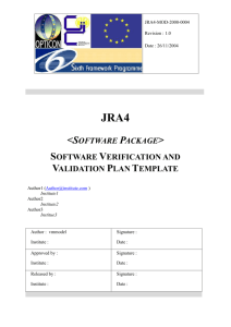 Software Verification and Validation Plan Template - EII-JRA4